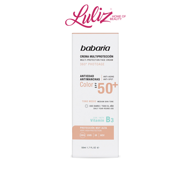 باباريا كريم الوجه واقي من الشمس ملون متعدد الوظائف SPF50+ 50مل