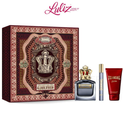 جان بول غوتييه - سكاندال للرجال، عطر او دي تواليت 100 مل + تواليت 10 مل + جل استحمام 75 مل