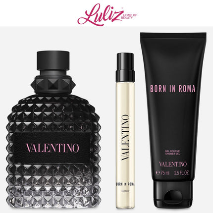 VALENTINO - Uomo Born In Roma EDT 100Ml + EDT 10Ml + Shower Gel 75Ml Gift Set For Men