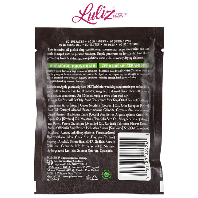 PALMER'S - ZERO BREAK PRE-SHAMPOO WITH VITAMIN E