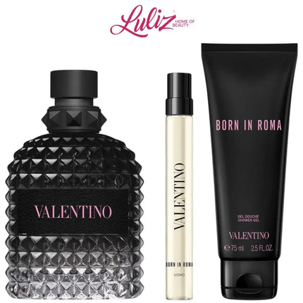 VALENTINO - Uomo Born In Roma EDT 100Ml + EDT 10Ml + Shower Gel 75Ml Gift Set For Men