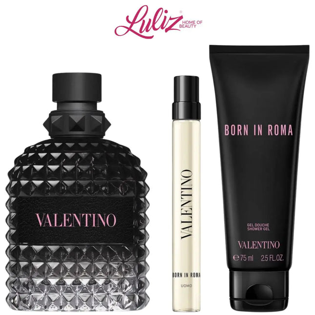 VALENTINO - Uomo Born In Roma EDT 100Ml + EDT 10Ml + Shower Gel 75Ml Gift Set For Men