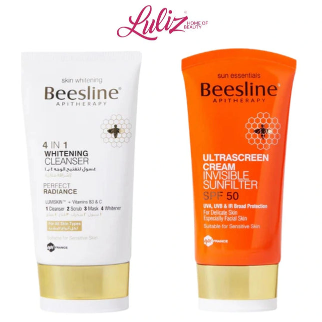BEESLINE - 4 in 1 Whitening Cleanser 150Ml + Ultra Screen Cream SPF50 60Ml Free