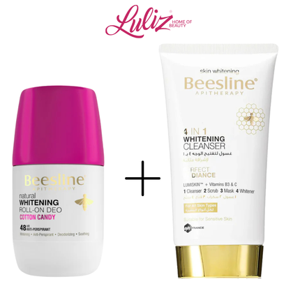BEESLINE - Offer 4 in 1 Cleanser + Whitening Roll On Deodorant Cotton Candy